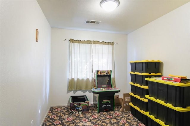 recreation room with visible vents