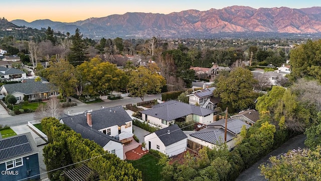 bird's eye view featuring a mountain view and a residential view