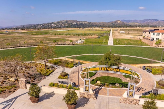 drone / aerial view featuring a rural view and a mountain view