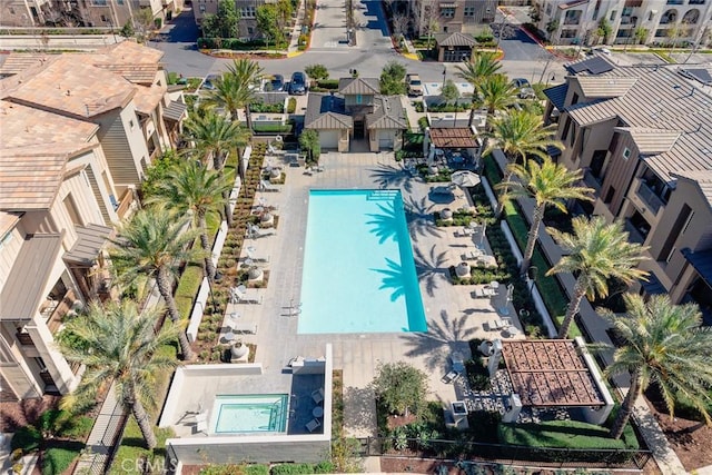 bird's eye view with a residential view