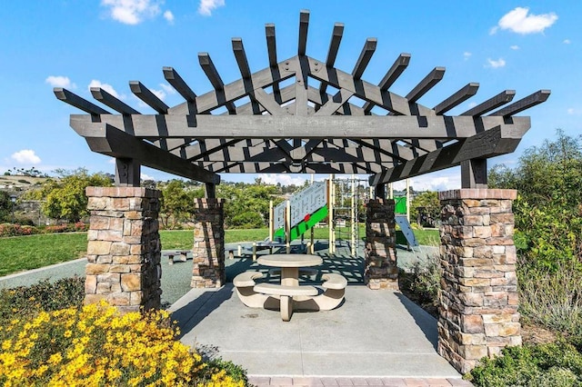 view of home's community with a pergola