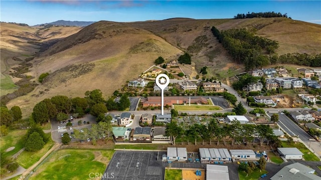 aerial view featuring a mountain view