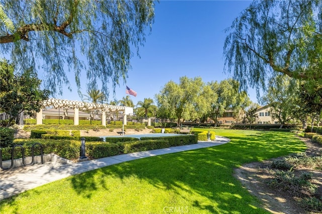 view of community featuring a lawn