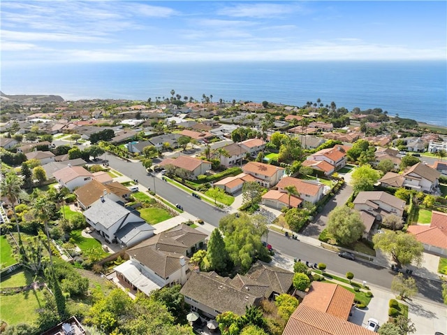 aerial view with a water view and a residential view