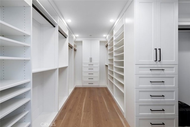 walk in closet featuring light wood-style floors