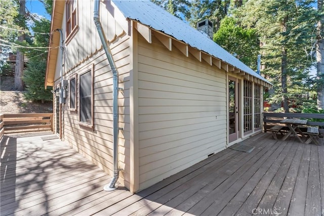 612 Rose Ln, Twin Peaks, CA 92391 - wooden deck with outdoor dining area
