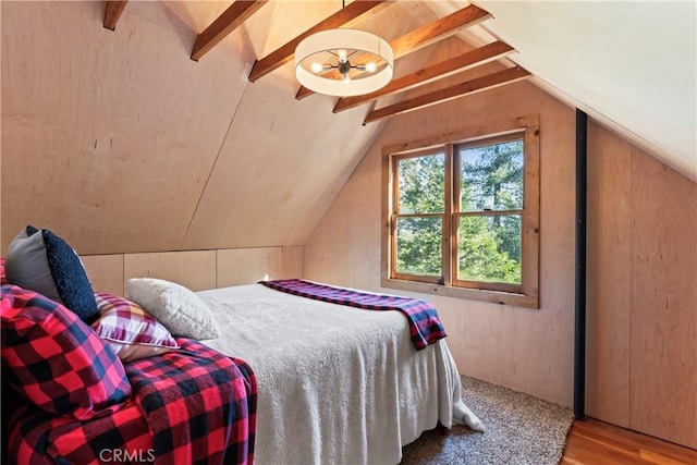 612 Rose Ln, Twin Peaks, CA 92391 - bedroom featuring wood finished floors and wooden walls