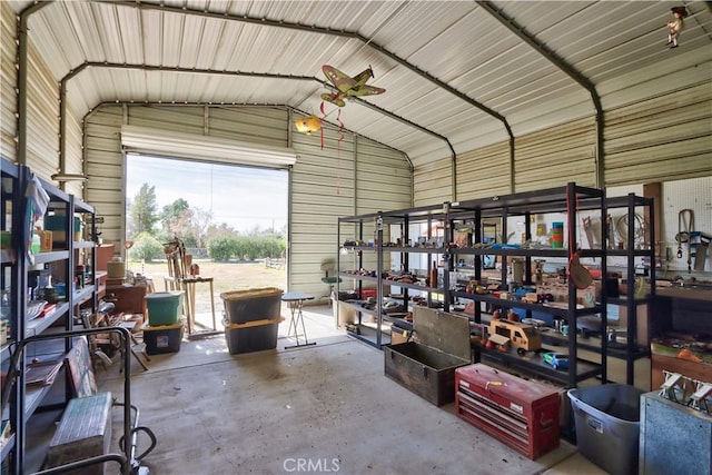 storage room with a garage