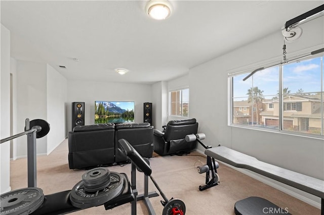 14218 Yellowstone Ln, Canyon Country, CA 91387 - workout room with carpet flooring and baseboards