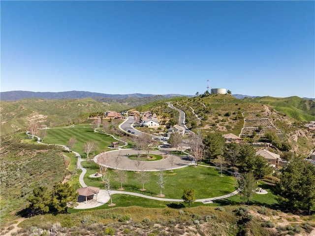 14218 Yellowstone Ln, Canyon Country, CA 91387 - aerial overview of property's location with a mountainous background