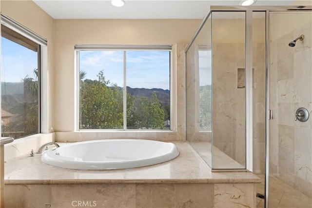 14218 Yellowstone Ln, Canyon Country, CA 91387 - bathroom featuring a bath and a shower stall