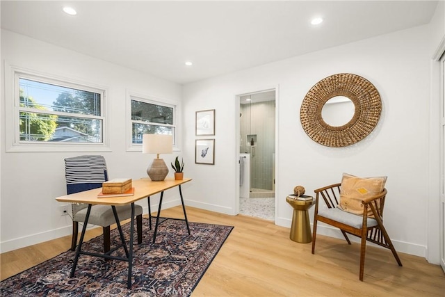 6239 E 6th St, Long Beach, CA 90803 - office area featuring light wood-style floors, baseboards, and recessed lighting