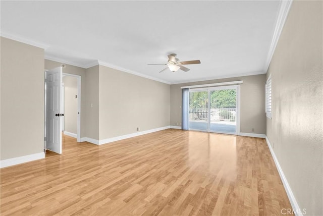 22517 Lazy Meadow Dr, Diamond Bar, CA 91765 - spare room featuring ceiling fan, light wood-type flooring, baseboards, and ornamental molding