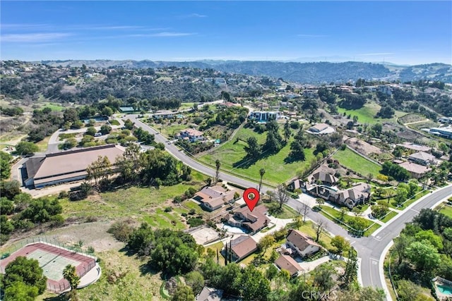 22517 Lazy Meadow Dr, Diamond Bar, CA 91765 - aerial view of property's location featuring a mountain backdrop and nearby suburban area