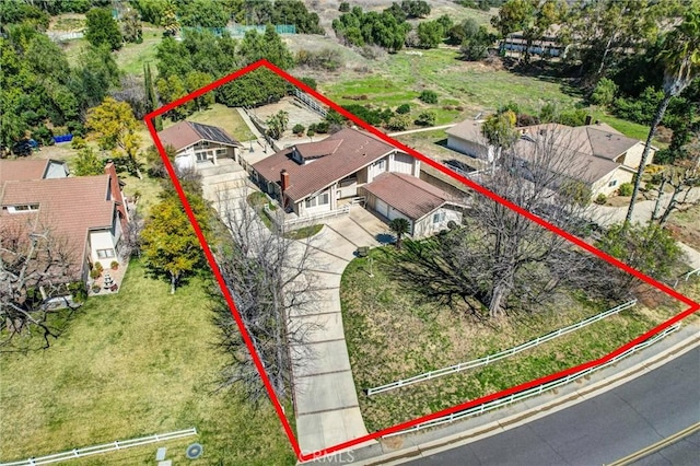 22517 Lazy Meadow Dr, Diamond Bar, CA 91765 - aerial perspective of suburban area featuring property boundaries highlighted