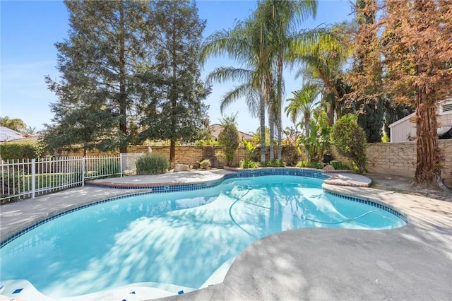 view of pool featuring a fenced backyard and a fenced in pool