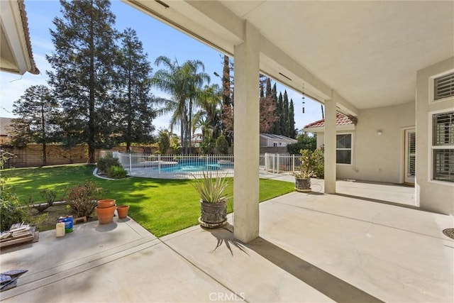 view of patio featuring a fenced backyard and a fenced in pool