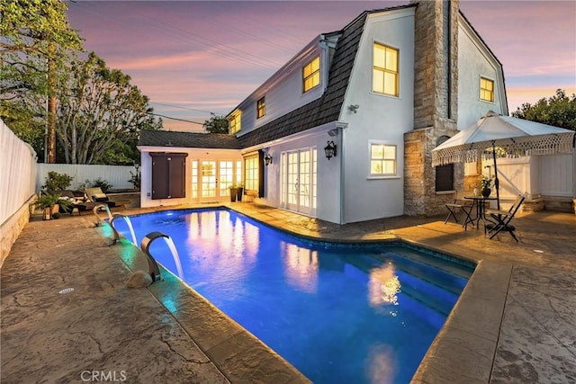 3024 Via Rivera, Palos Verdes Estates, CA 90274 - view of pool with french doors, a patio, and a fenced backyard