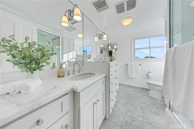 3024 Via Rivera, Palos Verdes Estates, CA 90274 - full bath featuring vanity, marble look tiles, and a shower