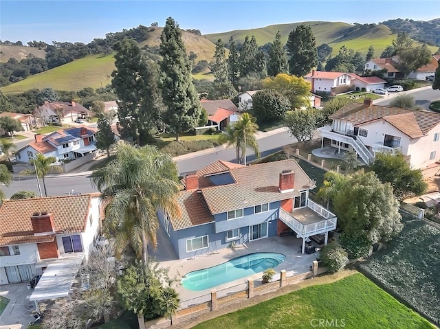 bird's eye view with a mountain view and a residential view