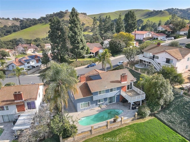 bird's eye view with a residential view and a mountain view