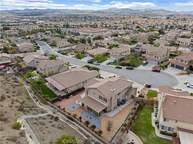 aerial view with a residential view and a mountain view