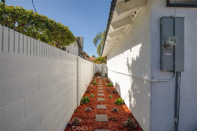 view of home's exterior featuring a fenced backyard and stucco siding