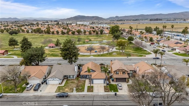 aerial view featuring a residential view and a mountain view