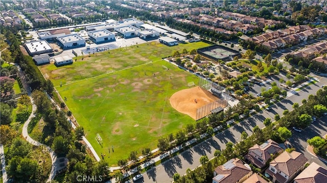 birds eye view of property with a residential view