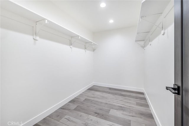 spacious closet featuring light wood-style floors