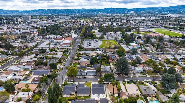 aerial view featuring a residential view and a mountain view