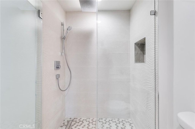 bathroom with toilet and a shower