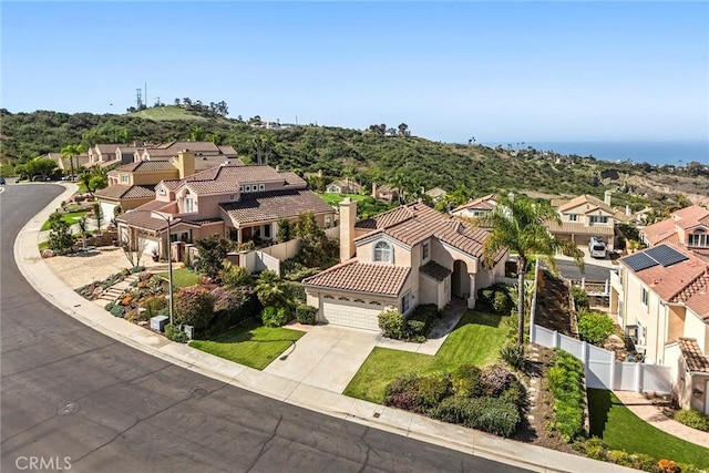 birds eye view of property with a residential view