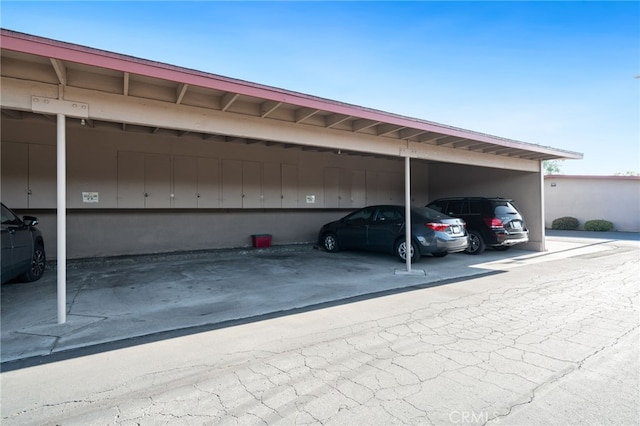 view of covered parking lot