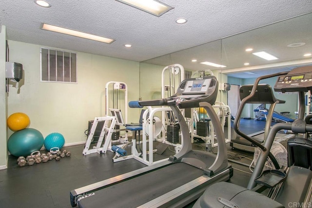 1885 Diamond St Unit 2-329, San Diego, CA 92109 - workout area with a textured ceiling, baseboards, and recessed lighting