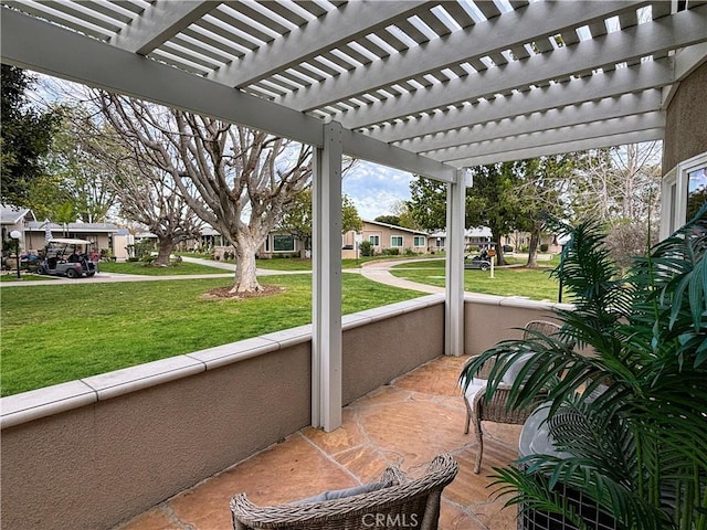 view of patio featuring a pergola