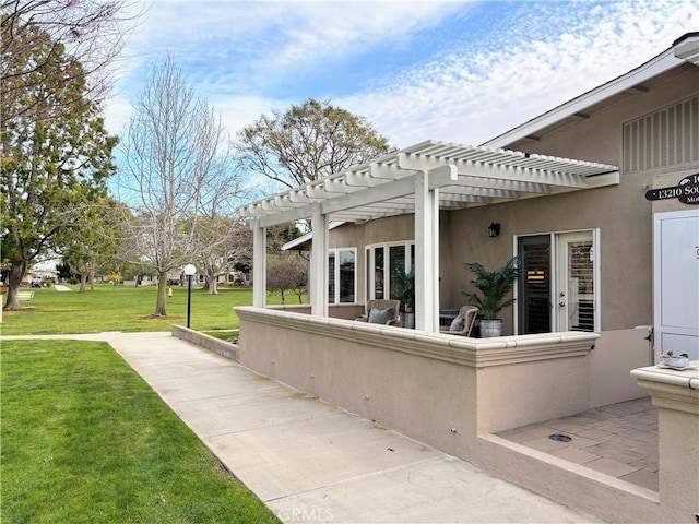 exterior space with a pergola