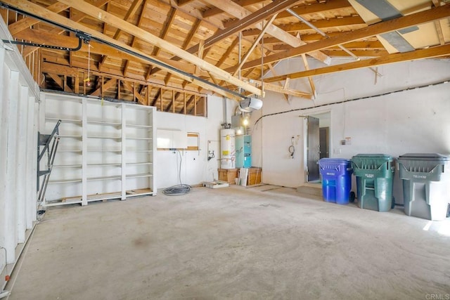 garage featuring secured water heater