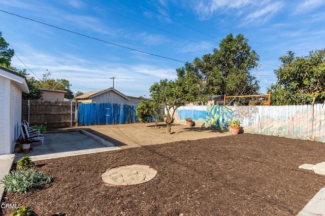 view of yard with a patio area and a fenced backyard