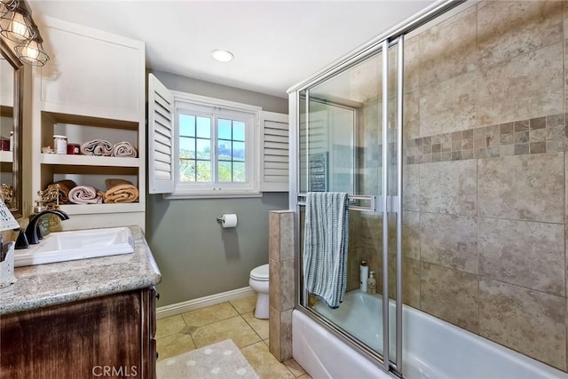 2056 Wonderview Dr, Vista, CA 92084 - bathroom featuring vanity, combined bath / shower with glass door, tile patterned floors, and recessed lighting