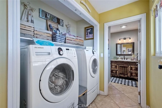 2056 Wonderview Dr, Vista, CA 92084 - laundry room featuring separate washer and dryer and light tile patterned flooring