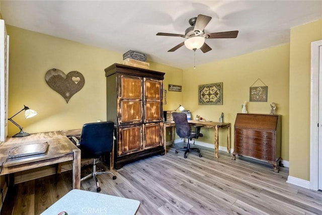 2056 Wonderview Dr, Vista, CA 92084 - home office featuring ceiling fan and light wood finished floors