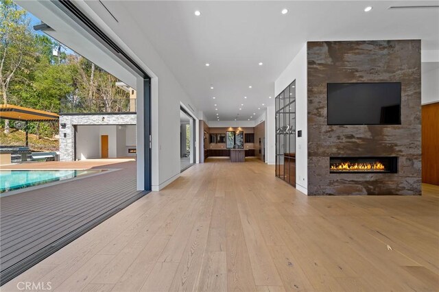 4653 Vanalden Ave, Tarzana, CA 91356 - hall with hardwood / wood-style floors and recessed lighting