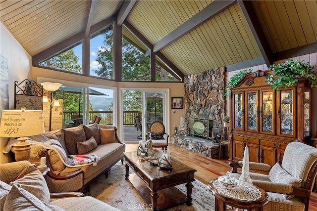 750 Zurich Dr, Lake Arrowhead, CA 92352 - sunroom featuring beam ceiling