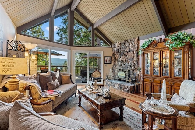 750 Zurich Dr, Lake Arrowhead, CA 92352 - sunroom with beamed ceiling