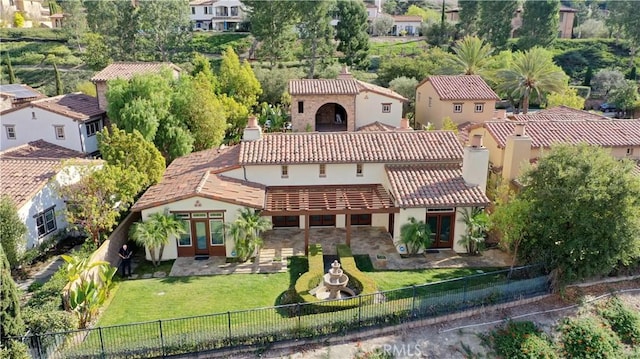 birds eye view of property with a residential view