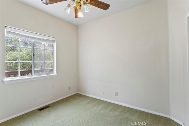 892 Breithorn Dr, Lake Arrowhead, CA 92352 - carpeted spare room featuring visible vents, a ceiling fan, and baseboards