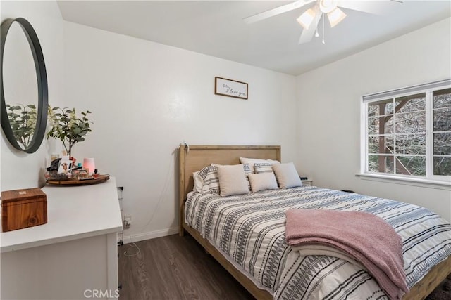 892 Breithorn Dr, Lake Arrowhead, CA 92352 - bedroom with baseboards, ceiling fan, and wood finished floors