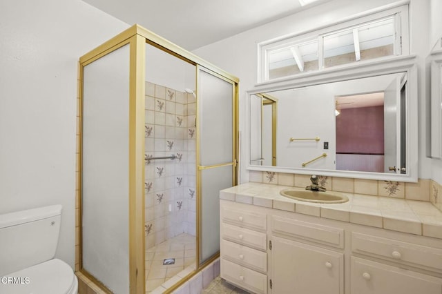 205 Bluefield Ave, Newbury Park, CA 91320 - bathroom with toilet, a stall shower, and vanity