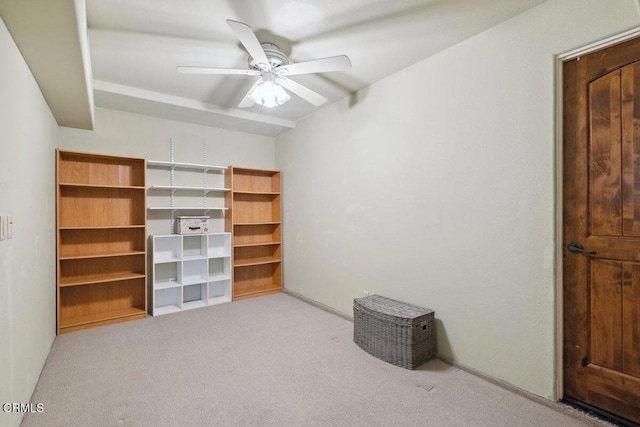 interior space with a ceiling fan